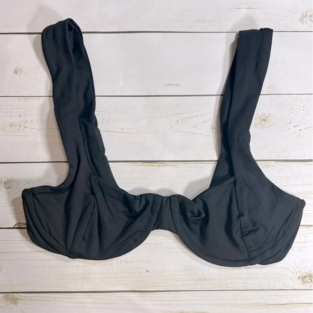 l*space Black Ruched Underwire Bikini Top